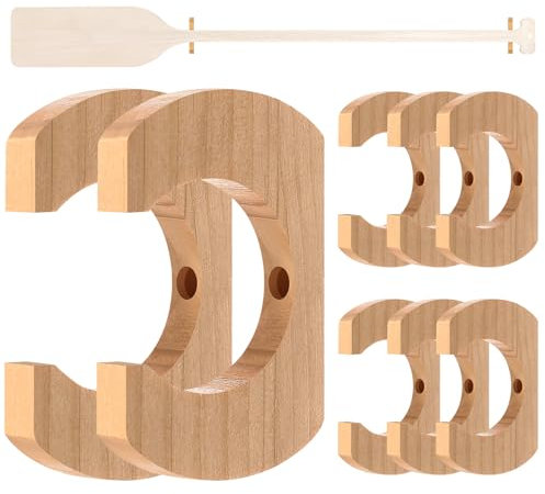 DaisyInner Kajak-Paddelhalter, Kajak-Ruderhalter zum Aufhängen, für Wanddekoration, Paddel-Aufbewahrungsregal, Holzbrett-Zubehör für Sup, Kanu, Drachenboot, Paddel, Kiefernholz, 8 Stück