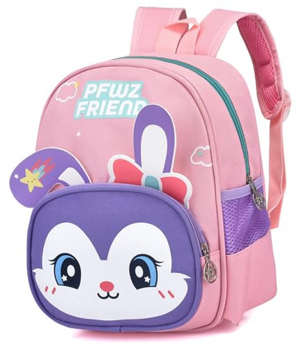 UieaMsio Sac à Dos Enfant,Lapin Cartable Scolaire Maternelle,Mignon Sac à Dos, Cartable Préscolaire Backpack Sac d’Ecole Primaire Oxford Étanche Sac Scolaire/Camping/Voyage Pour Filles 3-7 Ans,Rose