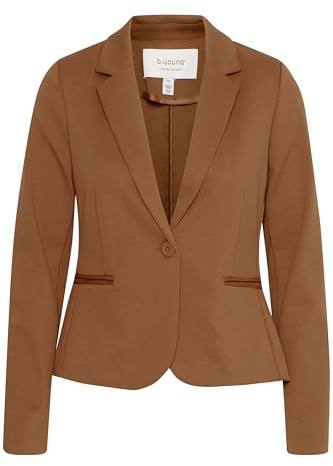 b.young BYRizetta Damen Blazer Jackenblazer Anzugsblazer mit Stretch Reverskragen 1-Knopf-Form Paspeltaschen Slim fit, Größe:36, Farbe:Bison (181027)