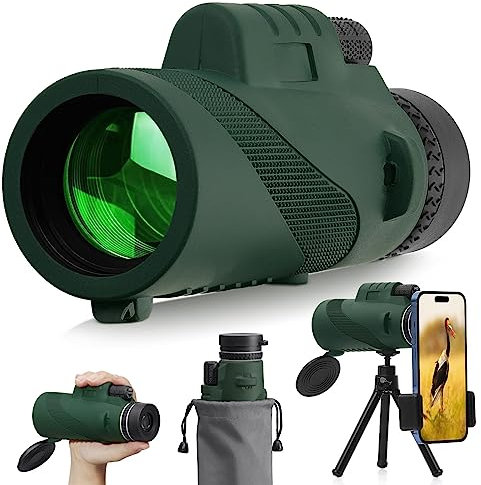 12x50 Monocular Telescope High Power, Portable Monoculars for Adults with BAK4 Prisms & FMC Lens, Compact Waterproof Monocular with Smart Phone Adapter Tripod for Bird Watching Hiking Camping