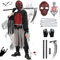 Joellfuner Sensenmann Kostüm Kinder, Grim Reaper Kostüm Kinder Set mit Maske und Schädel Licht, Sensenmann Kostüm Halloween Cosplay Grim Reaper Sense für Jungen Mädchen Karneval Mottoparty (M（7-9）)