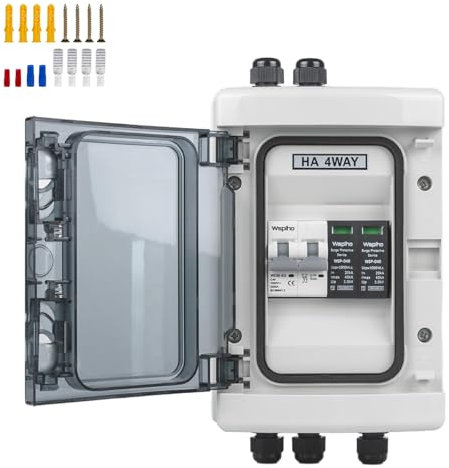 WSPIHO 40A 1000V DC Trennschalter PV Anlage und überspannungsschutz PV für Blitzschutz,Photovoltaik Leitungsschutzschalter Einspeisesteckdose Balkonkraftwerk (1 String)