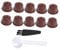 Amosfun 1 Sets Refillable Coffee Capsule Coffee Strainer Cup Set Coffee Filter Compatible for Dolce Gusto (Light Brown 10pcs for Package with Spoon and Brush)