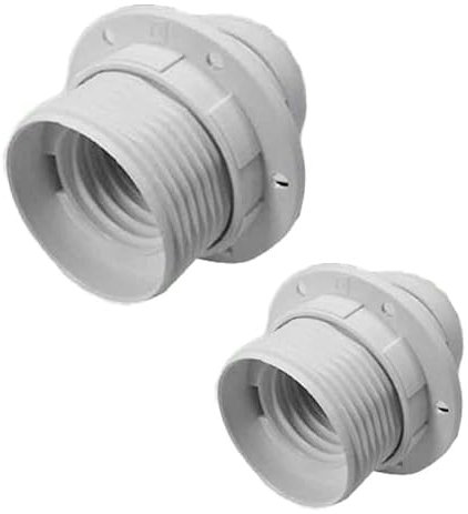 A2ZWORLD 2 Pezzi Portalampade E27 in Termoplastico Bianco Con Ghiera, Portalampade, Adattatori e Convertitore