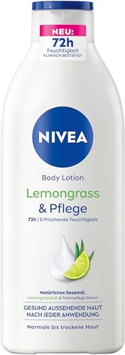 NIVEA Body Lotion Lemongrass & Pflege, Körpercreme mit Tiefenpflege Serum für 72h Feuchtigkeit, Körperlotion mit Sesamöl und erfrischendem Duft (400 ml)