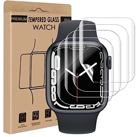 Carantee 4 protectores de pantalla para Apple Watch Series 7/8/9 45 mm, TPU resistente a la abrasión, resistente al agua iWatch de 45 mm, sin polvo, alta definición Apple Watch 45 mm