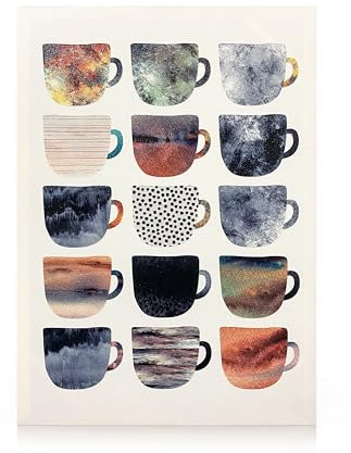 Home Selections Coffee Cups 3D Canvas Print (50x70 cm). Large Canvas Wall Art Picture, Kitchen Decor.