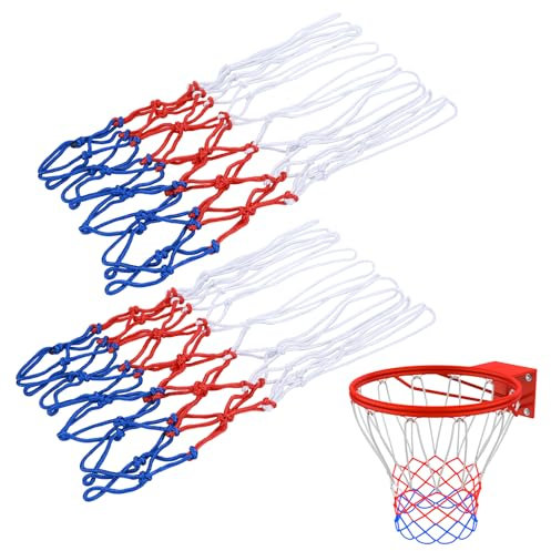 2 Stücke Profi Basketballnetz Hochleistungs Basketball Netz Wetterfest Nylon Basketballnetz Wetterfest Geeignet Ballnetz Netz für Basketballkorb Schulspielplätze im Freien Indoor Sportarten