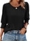 Aokosor Womens Tops 3/4 Sleeve T Shirts for Women UK Crew Neck Tunic Womens Blouses Ladies Tops Size 22-24 Black