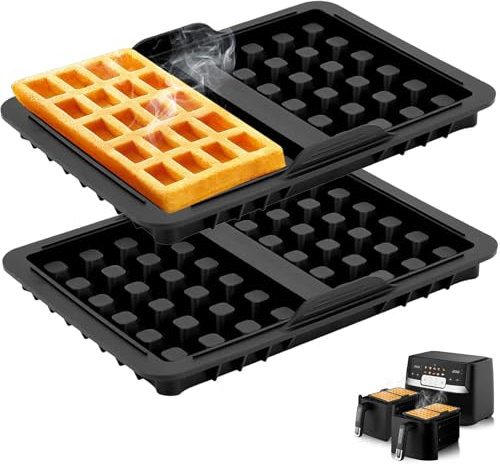 2 Pezzi Accessori Friggitrice ad Aria,Stampi per Waffle per Ninja Friggitrice ad Aria,Compatibile con AF300EU,AF400EU,SL400EU,AF451EU,AF500DE,Riutilizzabile