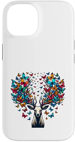 Hirsch Mit Schmetterlingen Natur Hülle für iPhone 14