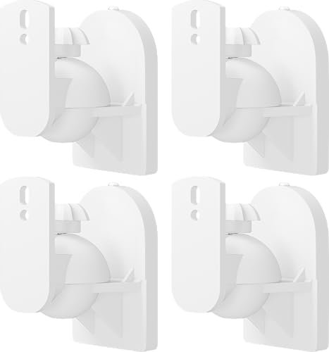goobay Universal-Wandhalterung für Lautsprecher, drehbar, neigbar, für Lautsprecher bis 3,5 kg, 4 Stück, 49392, Weiß