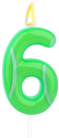 Tennis Birthday Candle, Green Number Candle Cake Topper Sports Theme Party Cake Decoration for Tennis Ball Themed Party Decor Supplies (6)