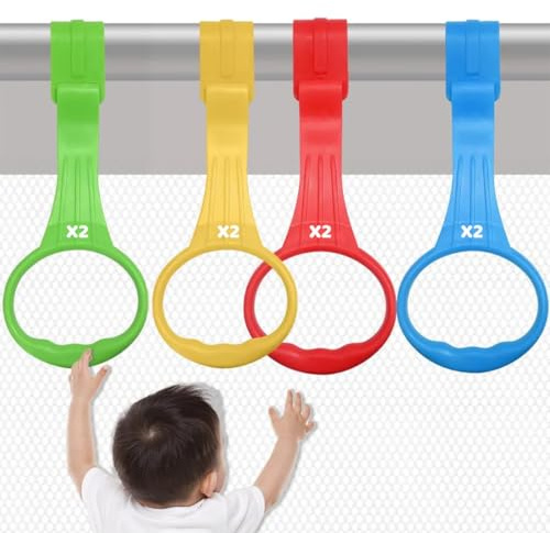 THQAE 8 Pcs beistellbett befestigung, Ringe für Kinderbetten, Ringe Baby Hand Ringe Griff Abnehmbarer Handringe für Baby Kleinkind für Beinübung Aufstehen Übung in Kinderbetten Reisebetten