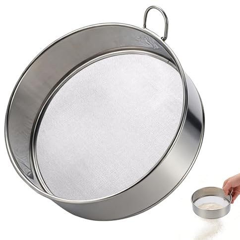 AONAYO Mehlsieb Edelstahl,Pollensieb,Mehlsiebe,304 Edelstahl Feinmaschiges Sieb In Lebensmittelqualität,Für Mehl,Reis,Getreide,Bohnen,Tee,Obst Und Gemüse (Silber)