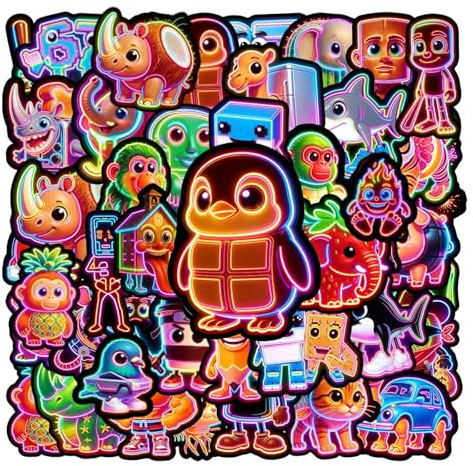 55 Stück Steal A Brainrot Meme Sticker Neon | Graffiti Design Aufkleber Set mit 55 Einzelmotiven | Farbenfrohe, Lustige Stickers 4-6cm | Wiederverwendbar Für Laptop, Handy, Skateboard, Fahrrad
