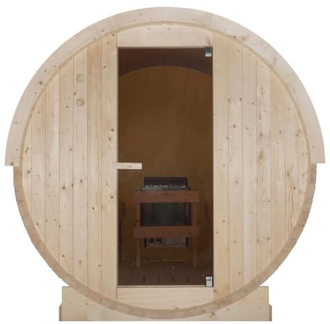 SANOTECHNIK Außensauna NYBORG M für 4 Personen Fichte Naturbelassen 204,9 x 194,2 x 194,9 cm elektrischer Saunaofen 6,0 kW