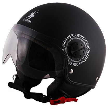 Rodeo Drive RD104flash Casco Moto, Nero Opaco, Taglia XL