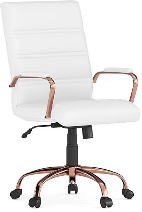Flash Furniture Girelle Executive in pelle bianca/oro rosa, 61 cm P x 58,4 cm L x 103,5 cm H