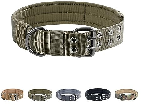 EXCELLENT ELITE SPANKER 1,5“ Breite militärische Hundehalsband einstellbare Metall D-Ring & Schnalle Arbeiten Hundehalsband für mittlere große Hunde(RGN-L)
