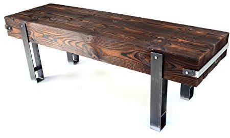 CHYRKA® Bank Sitzbank Massiv-Holz Brody Loft Vintage Bar Industrie Design Handmade Holz Metall (28 cm x 140 cm h=45 cm)