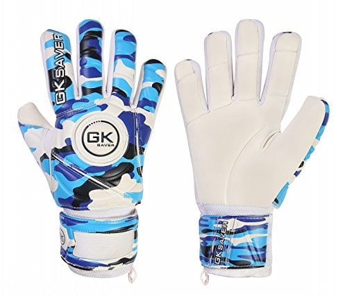 GK Saver Football Goalkeeper Goalie Gloves Camo Blue Negative Cut Gk Gloves (CAMO Blue YF 5)