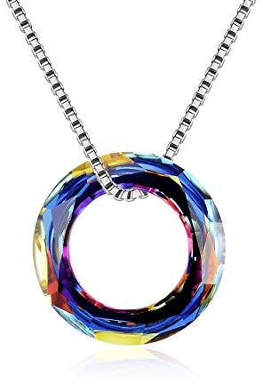 AOBOCO Sterling Silber Ewige Liebe Halskette, Freundschaft Hochzeit Jubiläum Schmuck Geschenke für Frauen Mädchen Frau Mutter Freundin Beste Freundin Schwestern (Vulkan-20mm)