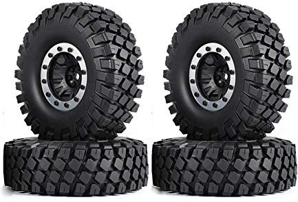 KEEDA 1,9 Zoll Metal Beadlock Felgen mit Gummi Reifen für 1/10 RC Crawler Axial SCX10 90046 90047 Tamiya CC01 D90 TF2 (Silber)