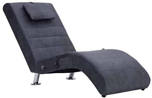 vidaXL Massage Chaiselongue mit Kissen Grau Wildleder-Optik
