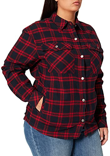 Urban Classics Ladies Oversized Overshirt Chemise, Bleu Marine/Rouge, S Femme