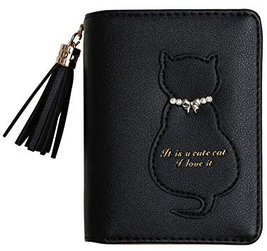 Oyccen Chat Mignon Portefeuille Femme Porte-Monnaie Gland Fermeture Éclair Pochette Court Porte-Cartes