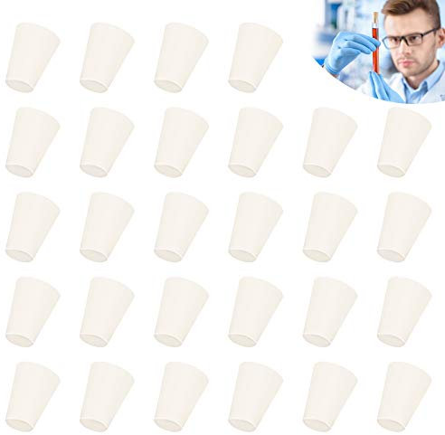 Labor Gummistopfen Gummistöpsel Vollgummi 30 Stück Vollgummi Stopfen Gummistopper Flaschengummi Stopper für Reagenzglas Glaskolben, Weiß