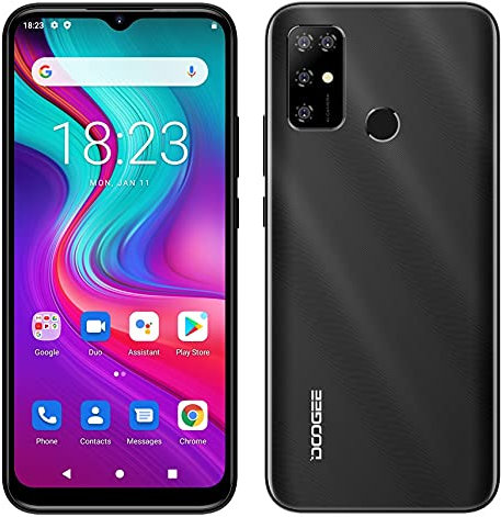 Android 11 Handy ohne Vertrag DOOGEE X96 PRO, Octa Core 4GB + 64GB, 5400mAh Akku, 13MP Quad Kamera, 6,52 '' Wassertropfenbildschirm, Smartphone DUAL SIM + SD(3 Steckplätze), Fingerabdruck Schwarz
