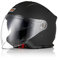 ORIGINE Casque Moto Jet Casque Scooter Ouvert avec Double Visière Homologué ECE(Solid Matt Black,L)