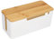 Kabelmanagement Box mit Holz Deckel, 31 x 14 x 12,8cm Weiß Kunststoff Kabelbox Schreibtisch Kabel Organizer Große Kabelkasten für Verstecken TV Computer Router Kabel Steckdosen
