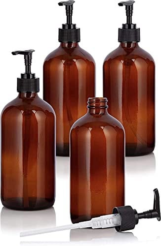 4 Stück 500ml Seifenspender Pumpspender Plastik, Lotionspender Leer Flasche mit Schwarz Lotion Pumpe Spender für Lotion Duschgel Handseife