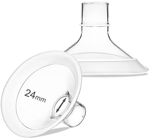 PumpMom 24mm Flange Breast Shields Medium Breast Pump Flanges for Medela,Replace Flange Compatible with Medela Breast Pumps Personalfit Connector