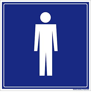 Panneau Information avec signalétique Toilettes réservées aux Hommes. Signalisation Information. Autocollant, PVC, Alu - 125 x 125 mm - Plastique PVC 1,5 mm - Plastique PVC 1,5 mm -