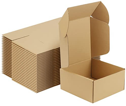 RLAVBL 25 Stück Braune Versandkartons mit den Maßen 20,4 x 20,4 x 10,2 cm für den Versand von Gegenständen, Spielzeug und Geschenken