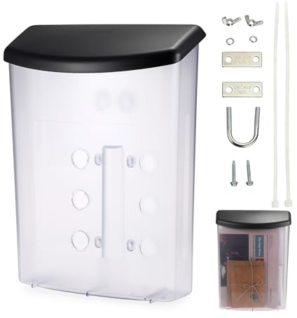 BTSKY Outdoor Prospekthalter Kunststoff Literatur Display Box Wandhalterung Postkartenhalter Flyerhalter mit schwarzem Deckel Wasserdicht für Broschüren, Flyer, Hefte oder andere Bürogeschäft