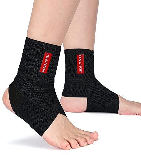 Hnlife Bandage de cheville réglable, bandage de cheville élastique, respirant pour la cheville, protection du sport, taille unique s'adapte à toutes les articulations de la cheville (2 pièces)