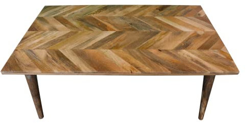 Keyhomestore - Deko-Couchtisch aus Holz in rechteckiger Form mit Fischgrätenmuster, Couchtisch für Wohnzimmer, Höhe 55 cm, Länge 120 cm