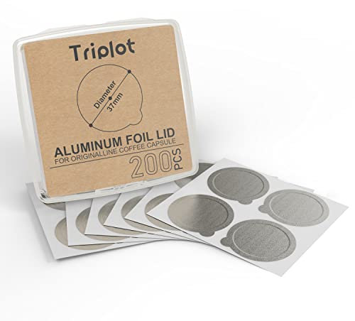 Tiplot Aluminum Lids for Reusable Capsules,Self Adhesive Foil Sticker Seals 200pcs for Refillable Coffee Pods Stainless Compatible Nespresso Original Line Machines…