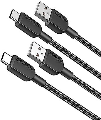 ANKER cable usb c, paquete de 2, cable USB A a USB C de 90cm, carga rápida para iPhone 16, 16 Plus, 16 Pro, 16 Pro Max, Samsung Galaxy Note 10 Note 9/S10+ S10, LG V30 (USB 2.0, negro)