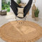 Paco Home Teppich Rund Wohnzimmer Jute Boho Ethno Muster Modern Handgefertigt Naturteppich, Grösse:200 cm Rund, Farbe:Natur 4