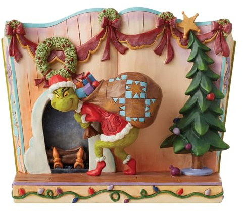 The Grinch by Jim Shore The Grinch Stealing Presents Storybook Figurine, 6.5 in H X 3.75 In W x 8 in D