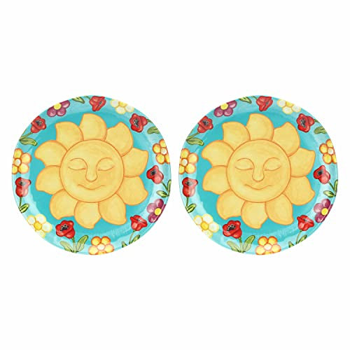 THUN, Set di 2 Piatti Piani in Melammina Decorati, Linea Estate Fantastica, Ø 27 cm