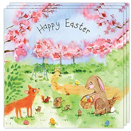 Twizler Osterkarten 3 Stück – Osterhasen-Design – niedliche Osterkarten Multipack – 3 Stück Osterkarten – Frohe Osterkarten