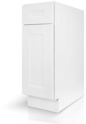 Hollywood Fabiani Design Shaker Base Kitchen Cabinet Ready to Assemble, 9 in. W x 24 in. D x 34.5 in. H, White