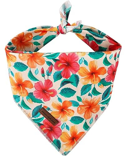 Unique style paws Hundeschal, Dreieck Blume Haustier Halstuch für Jungen und Mädchen, Premium Durable Fabric, Bunte Blume Hund Halstuch für mittlere und große Hunde (Klein)